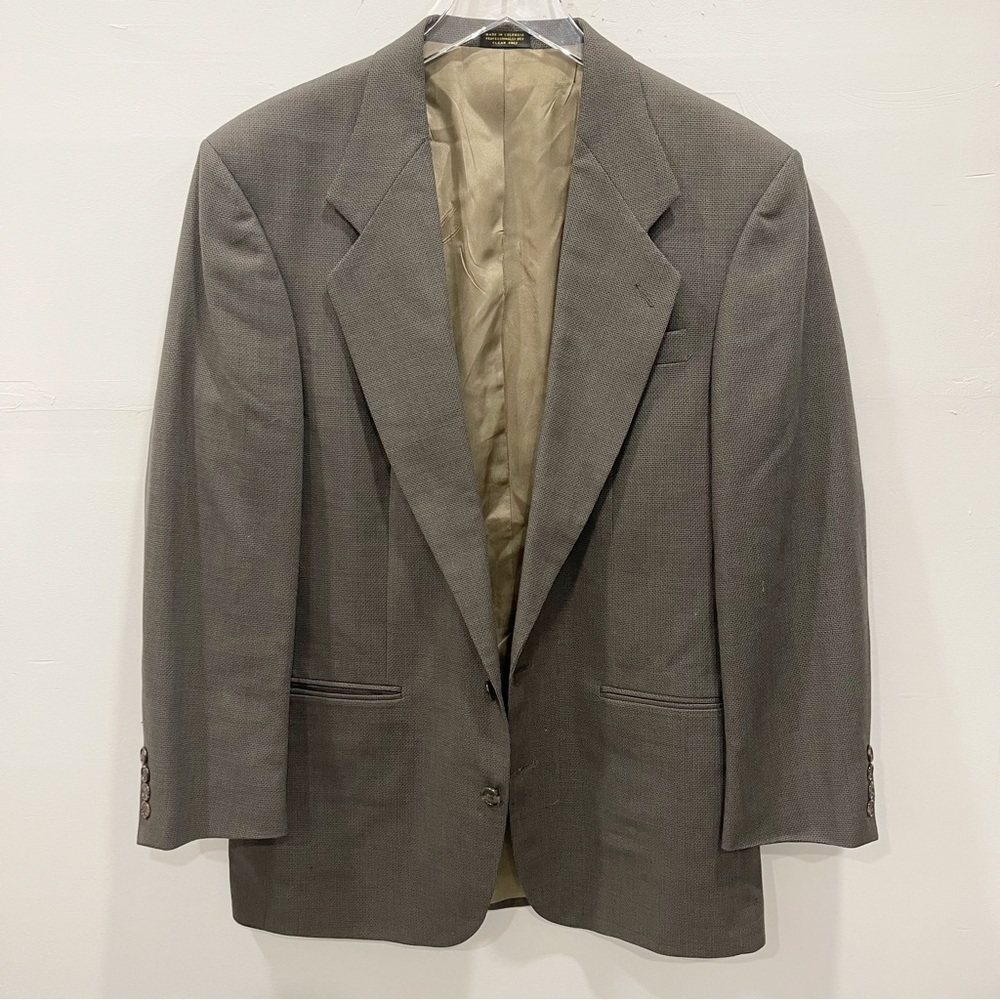 Oscar De La Renta Gray Tan Textured Two Button Jacket Sports Coat Size 38R